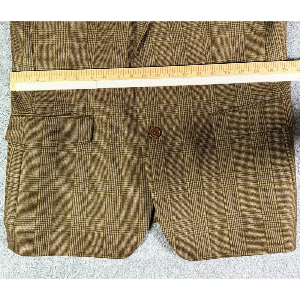 Brooks Brothers 346 Blazer Mens 42S Brown Glen Plaid 100% Wool Two Button Jacket